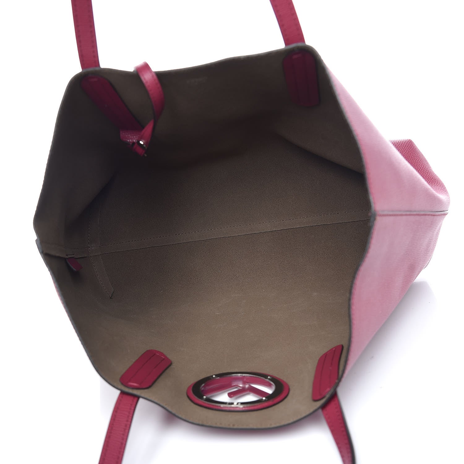 Fendi Vitello Vienna Enamel F is Fendi Shopping Tote Black Cherry Taupe 6 of 13