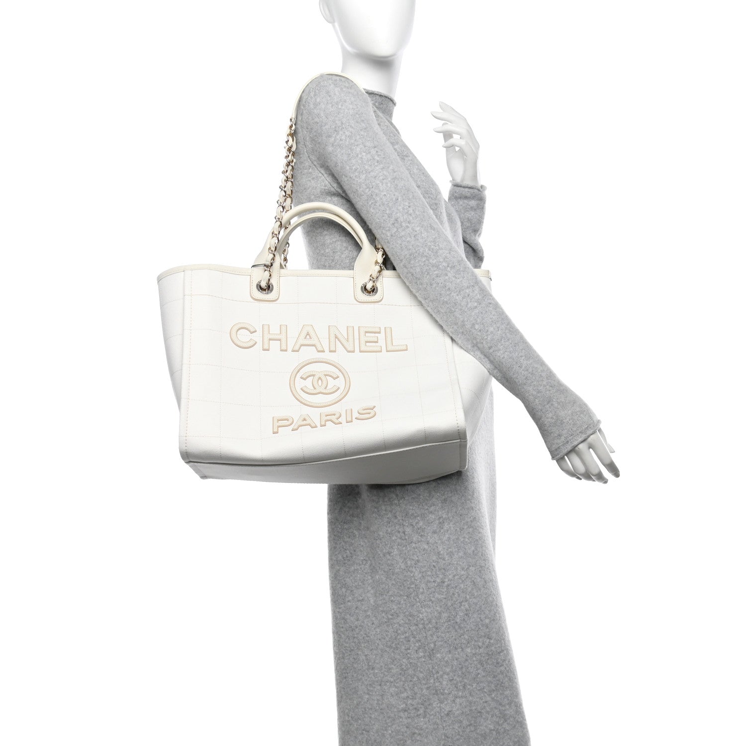Chanel Cotton Medium Deauville Tote White 2 of 12