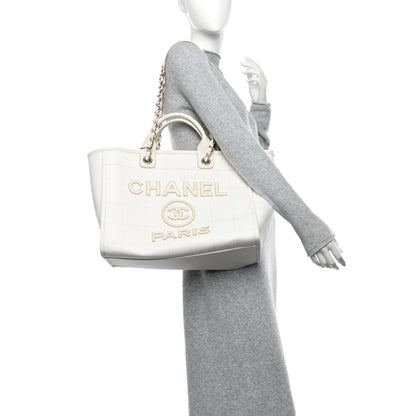 Chanel Cotton Medium Deauville Tote White 2 of 12