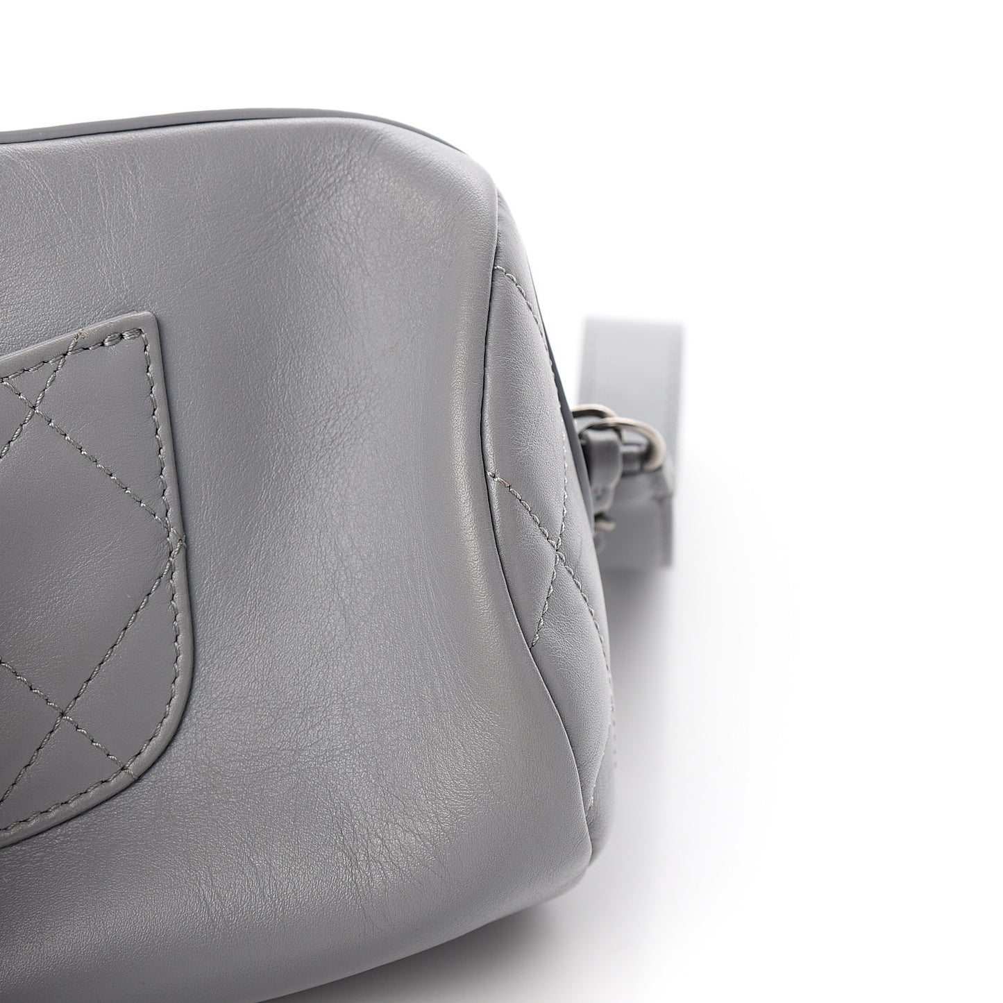 Calfskin Chain 20s Signature Bowling Bag Light Gray