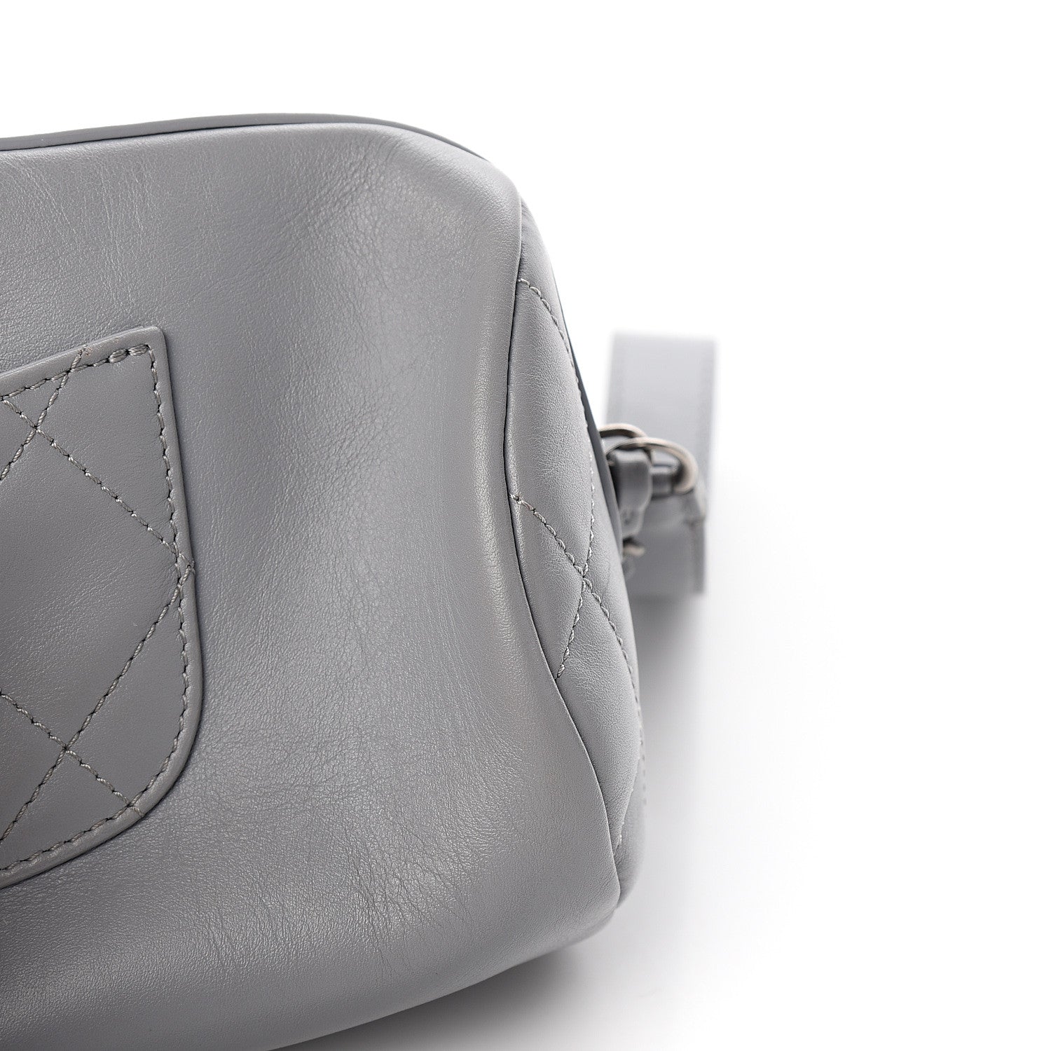 Chanel Calfskin Chain 20s Signature Bowling Bag Light Gray 11 of 12