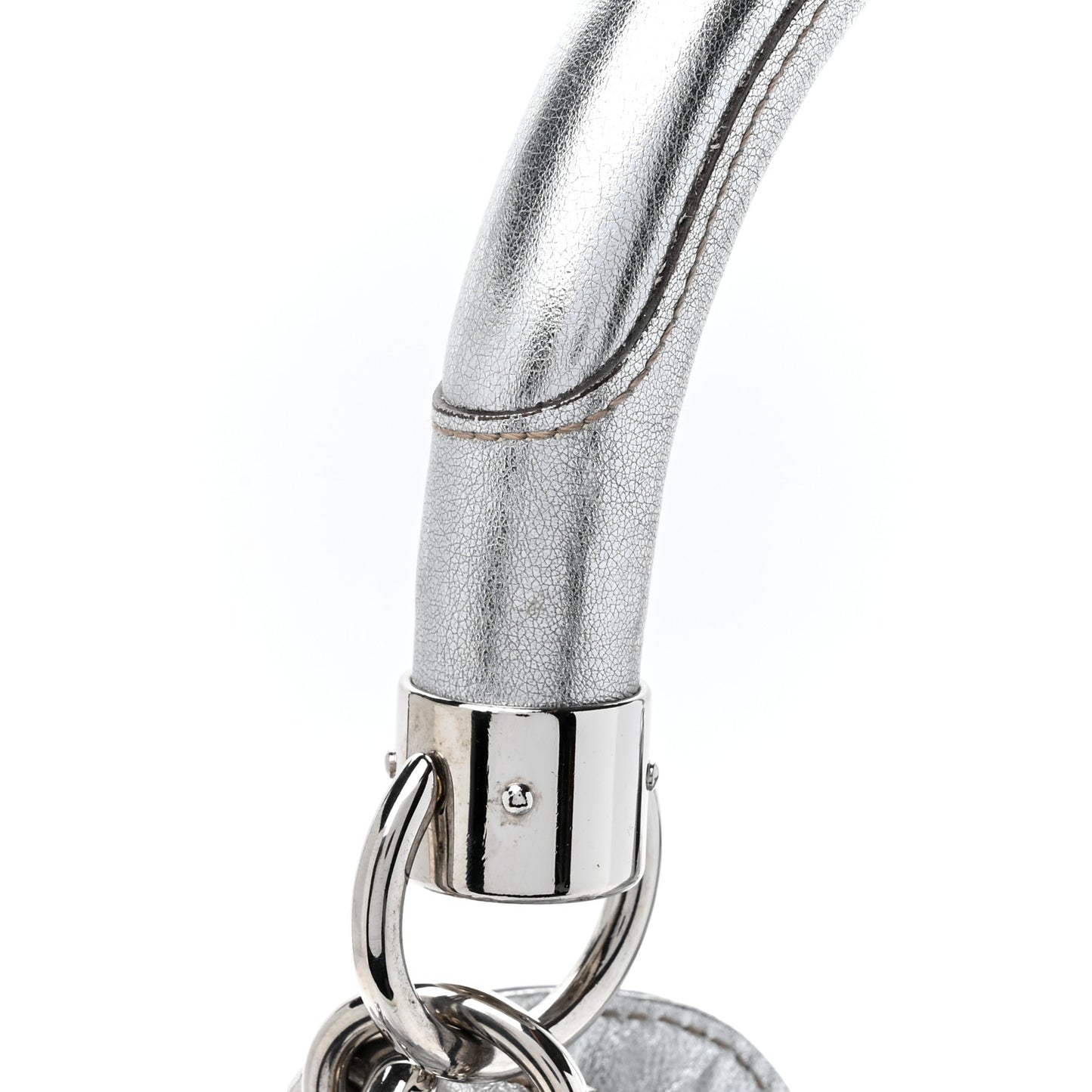 Metallic Calfskin Medium Indy Top Handle Hobo Silver