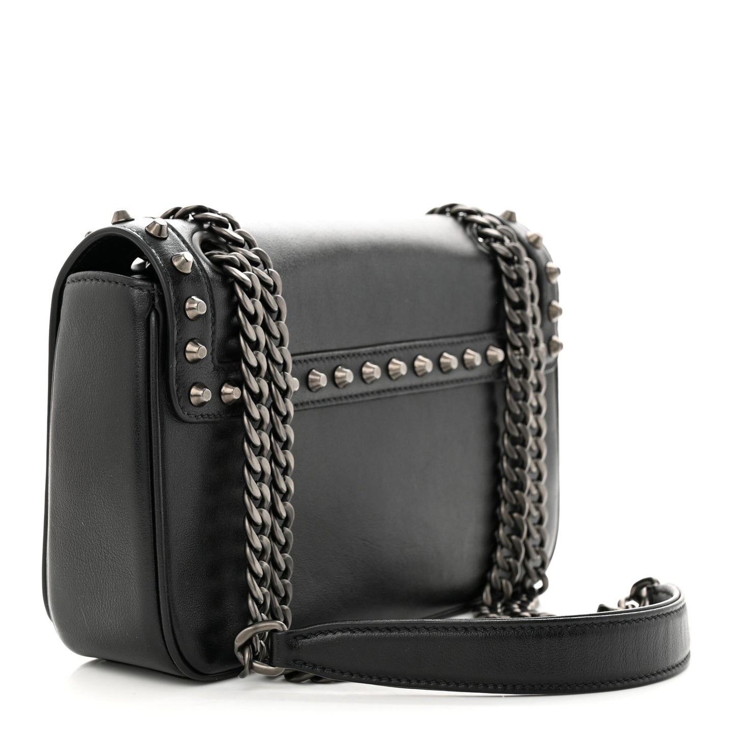Glace Calfskin Studded Crossbody Black