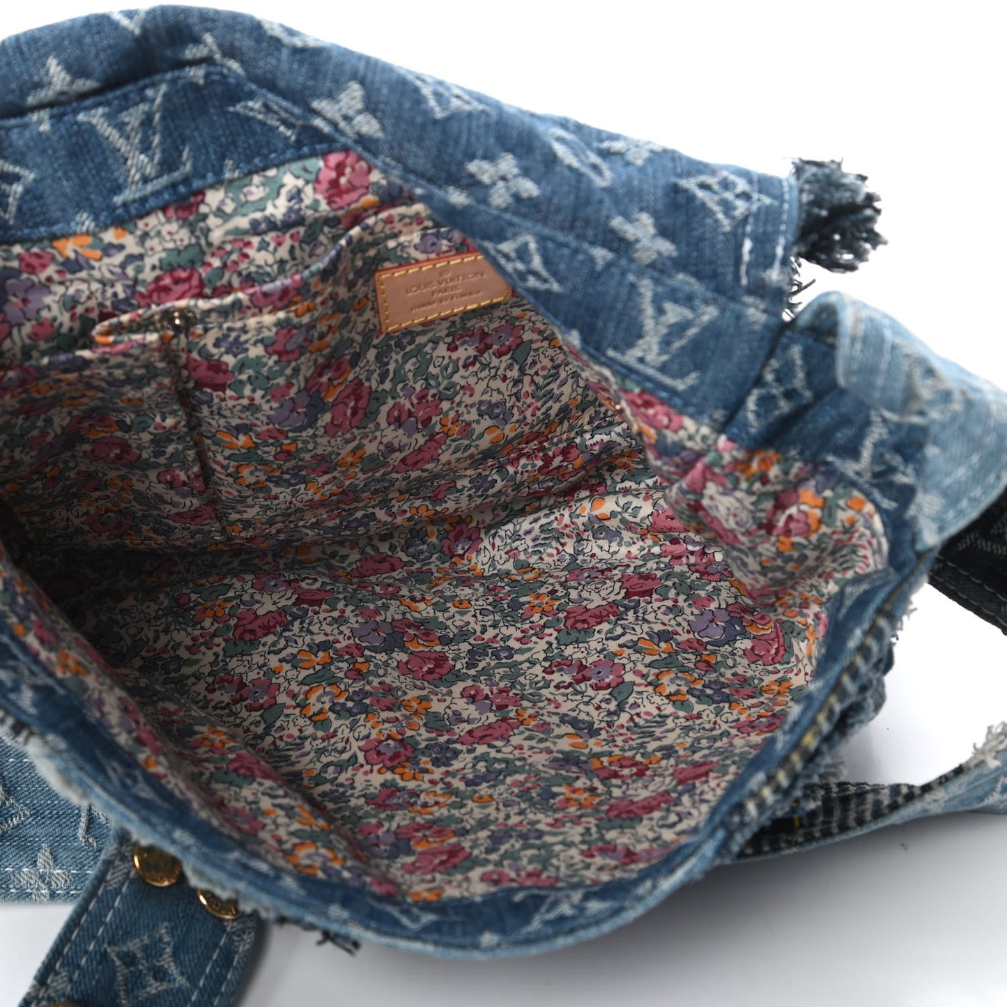 Denim Patchwork Posty Messenger Bag Blue