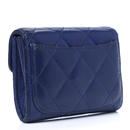 Chanel Lambskin Quilted Flap Card Holder Wallet Blue 2 of 4