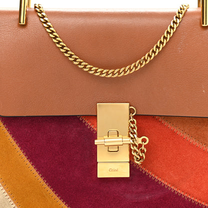 Chloe Calfskin Suede Rainbow Patchwork Drew Shoulder Bag Caramel 7 of 13