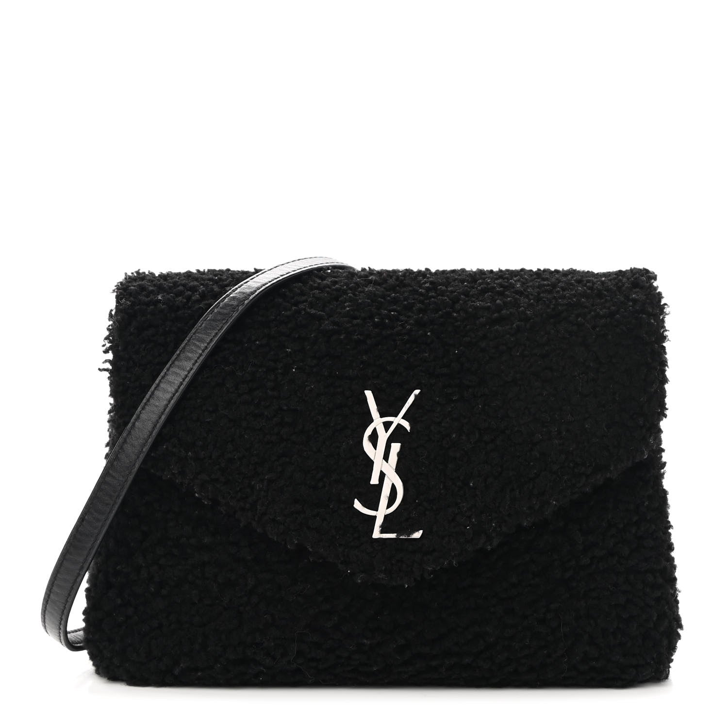Saint Laurent Shearling Toy Loulou Shoulder Bag Black 1 of 8