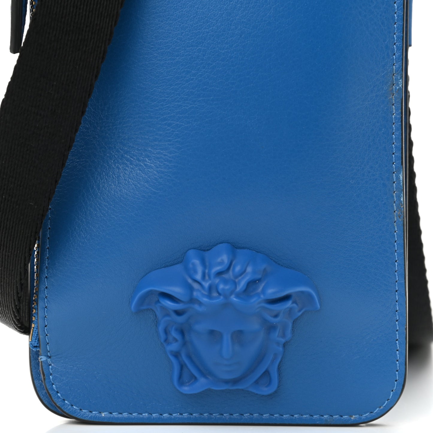 Vitello Medusa Crossbody Phone Pouch Blue