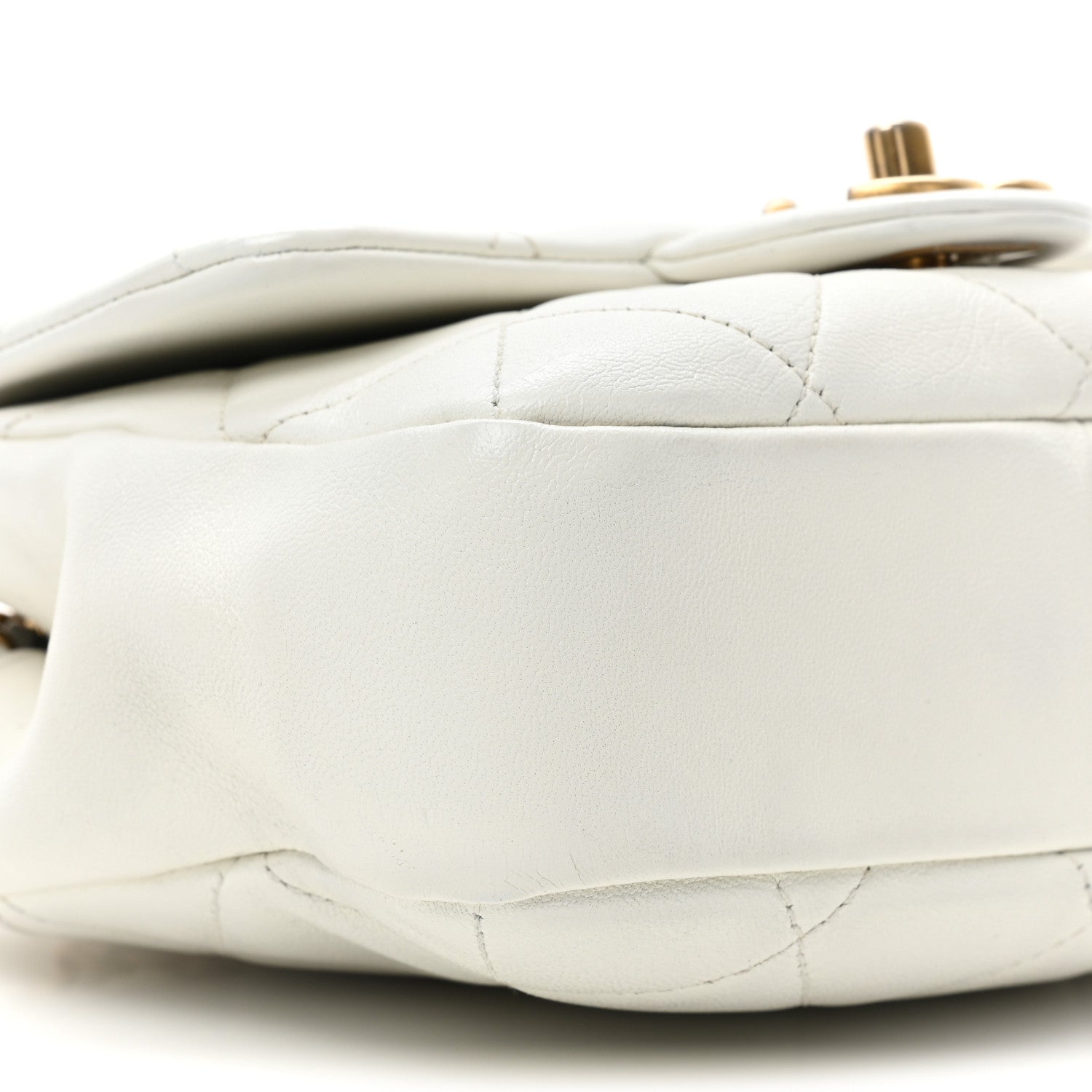Chanel Lambskin Quilted Small Circular Handle Bag White 9 of 12