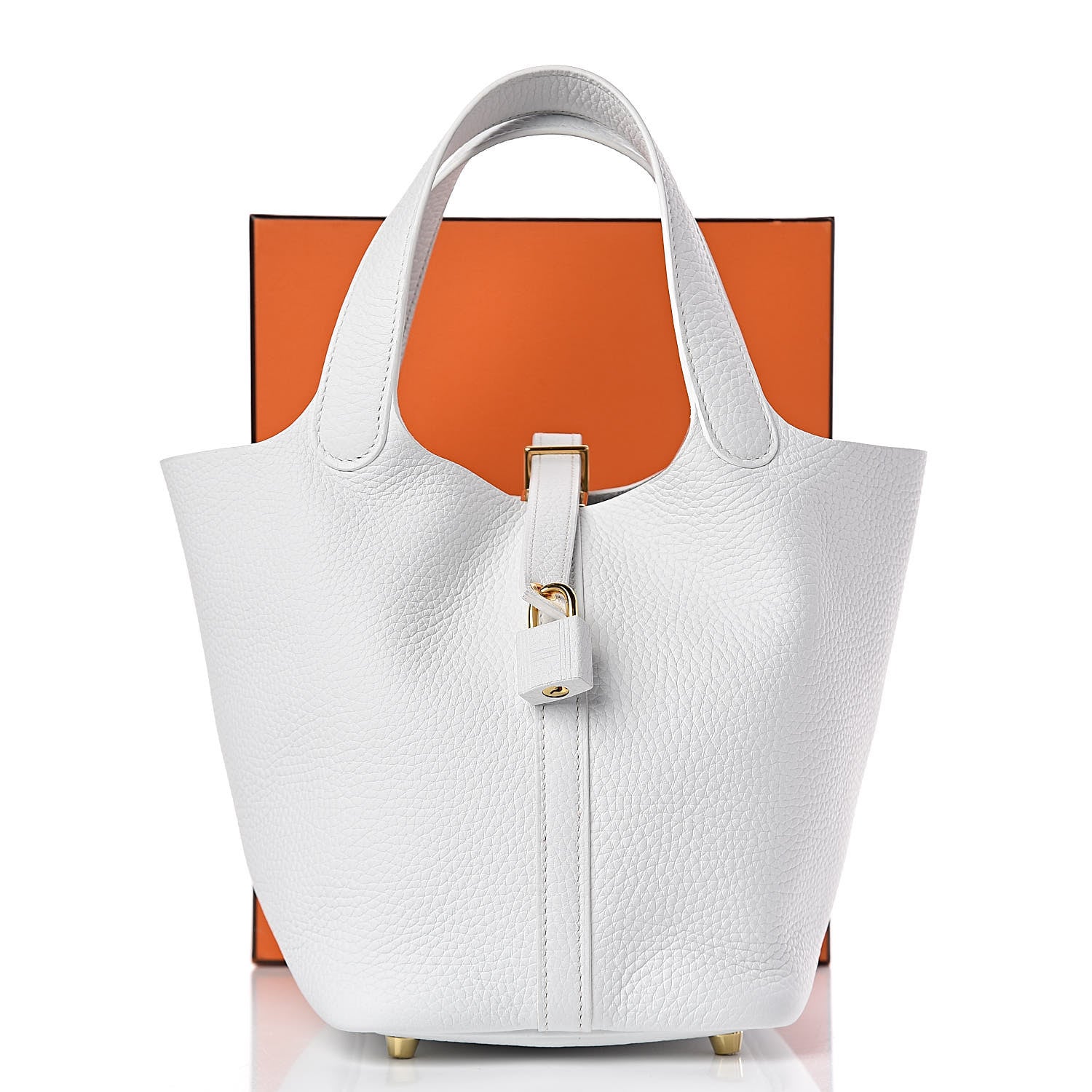 Hermes Taurillon Clemence Picotin Lock 18 PM White 466605