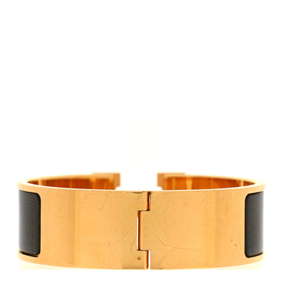 Hermes Enamel Glitter Wide Clic Clac H Bracelet GM Black Dore 3 of 5
