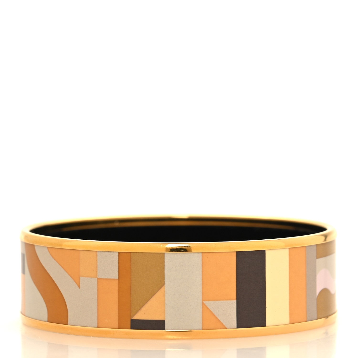 Hermes Enamel Printed Perspective Cavaliere Wide Bracelet 62 Caramel 3 of 6