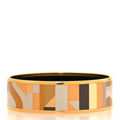 Hermes Enamel Printed Perspective Cavaliere Wide Bracelet 62 Caramel 3 of 6