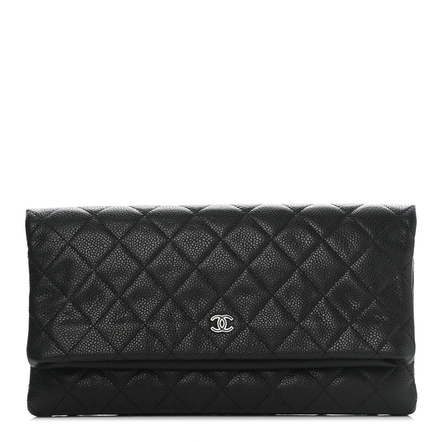 Caviar Quilted CC Beauty Clutch Black