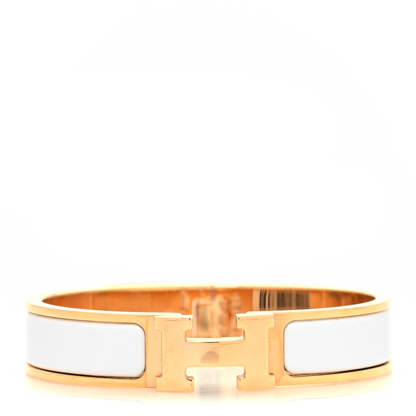 Enamel Narrow Clic Clac H Bracelet PM White