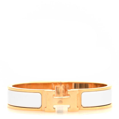 Hermes Enamel Narrow Clic Clac H Bracelet PM White 1 of 5