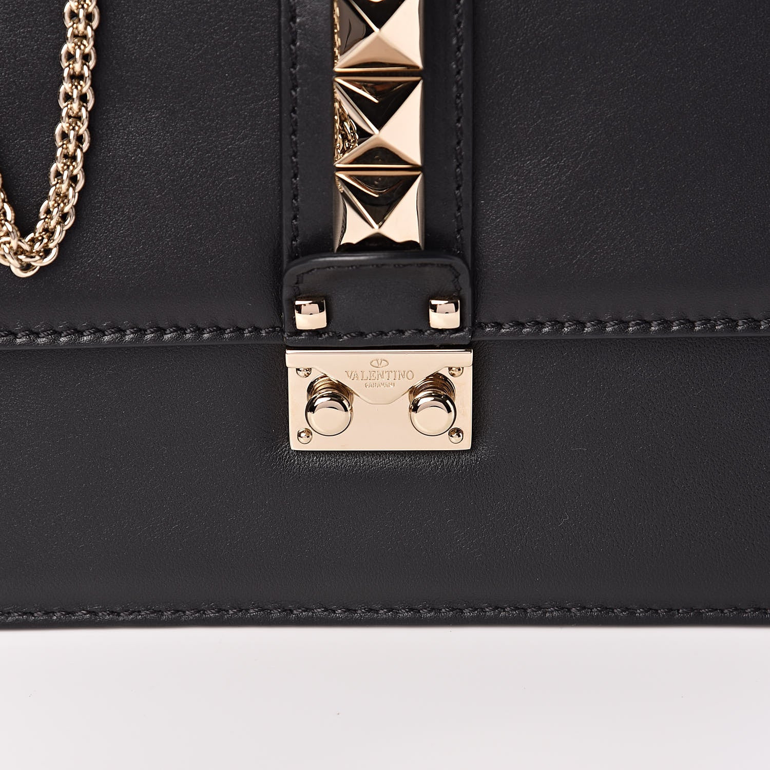 Valentino Garavani Vitello Medium Glam Lock Rockstud Flap Black 9 of 9