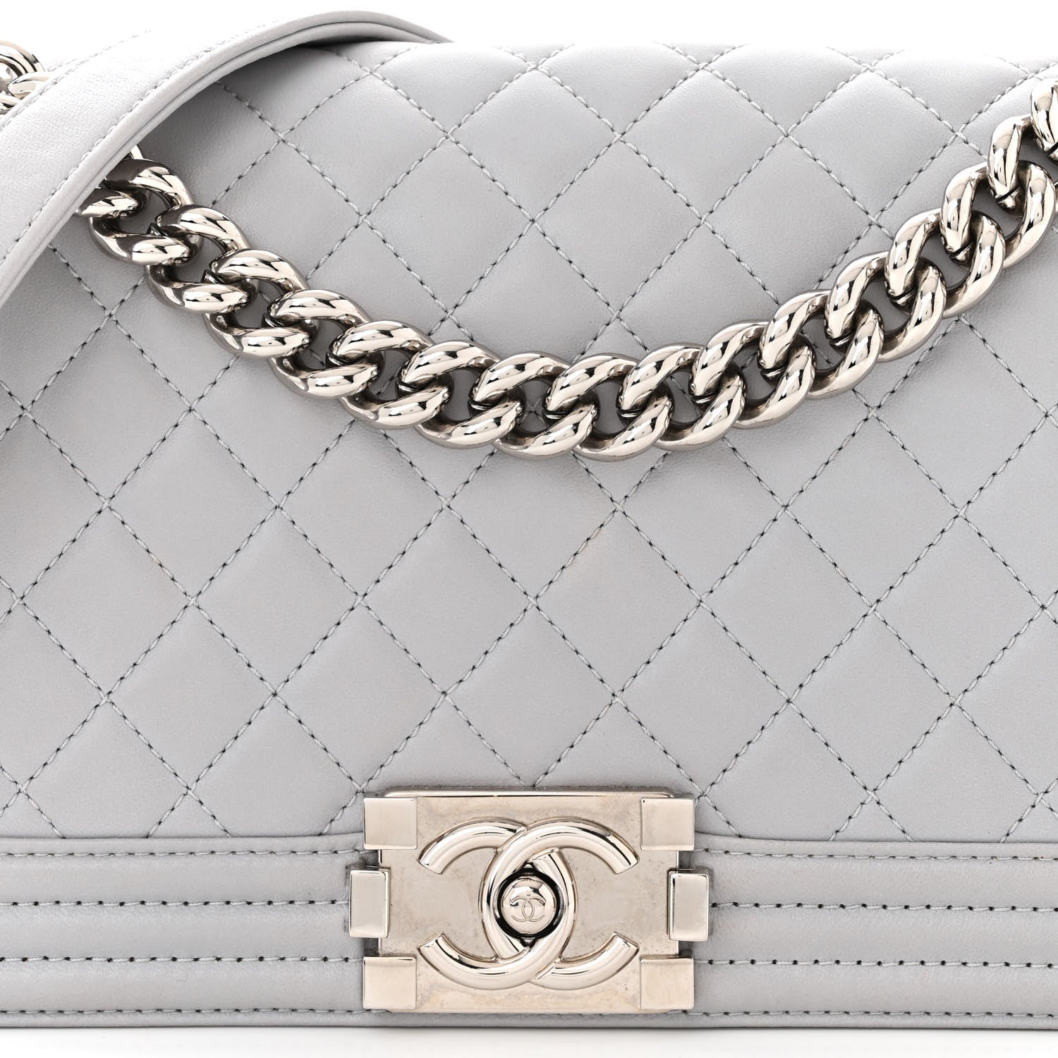 Chanel Lambskin Quilted Medium Boy Flap Grey 8 of 13
