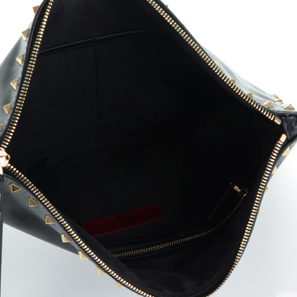 Valentino Garavani Vitello Large Rockstud Zip Wristlet Pouch Black 5 of 7