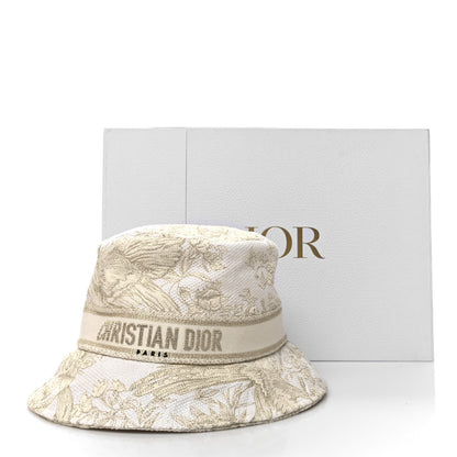 Christian Dior Cotton D-Bobby Small Brim Bucket Hat 57 White Gold 9 of 9