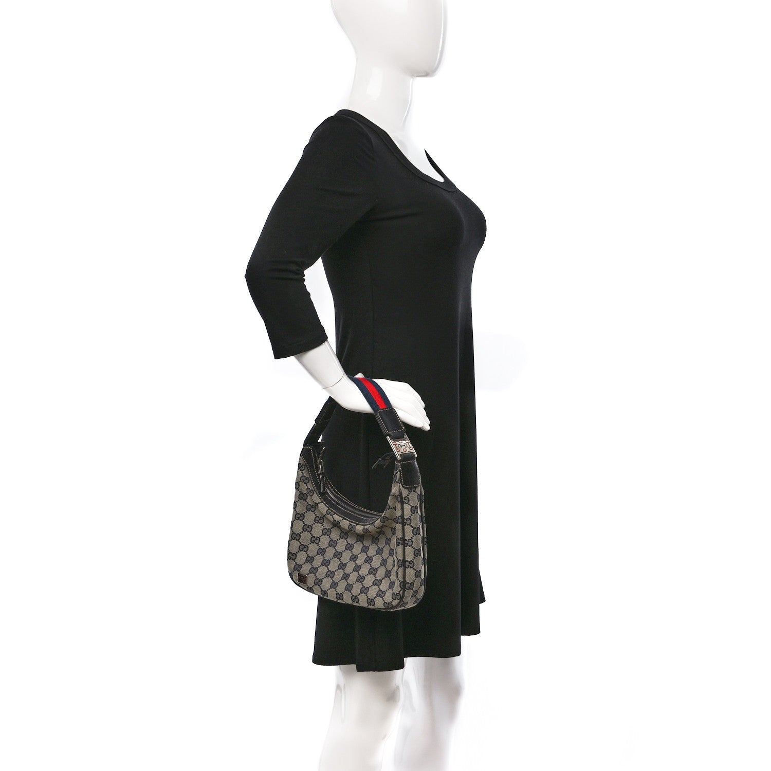Gucci Monogram Web Small Pop Hobo Navy 3 of 12