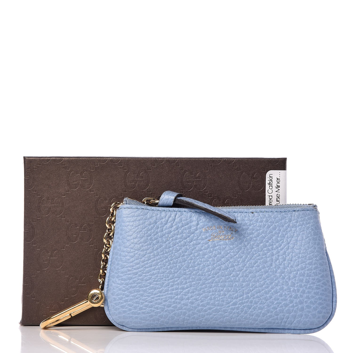Gucci Dollar Calfskin Swing Key Case Mineral Blue 9 of 9