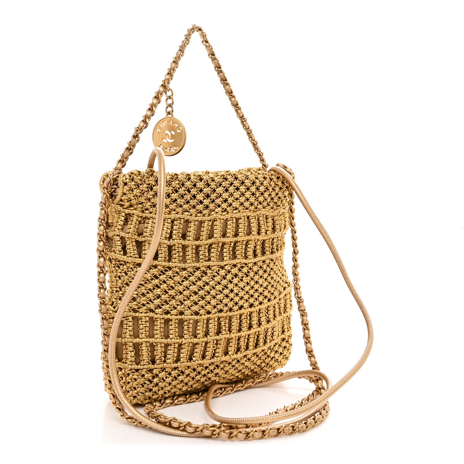 Chanel Metallic Calfskin Macrame Mini Chanel 22 Gold 3 of 10