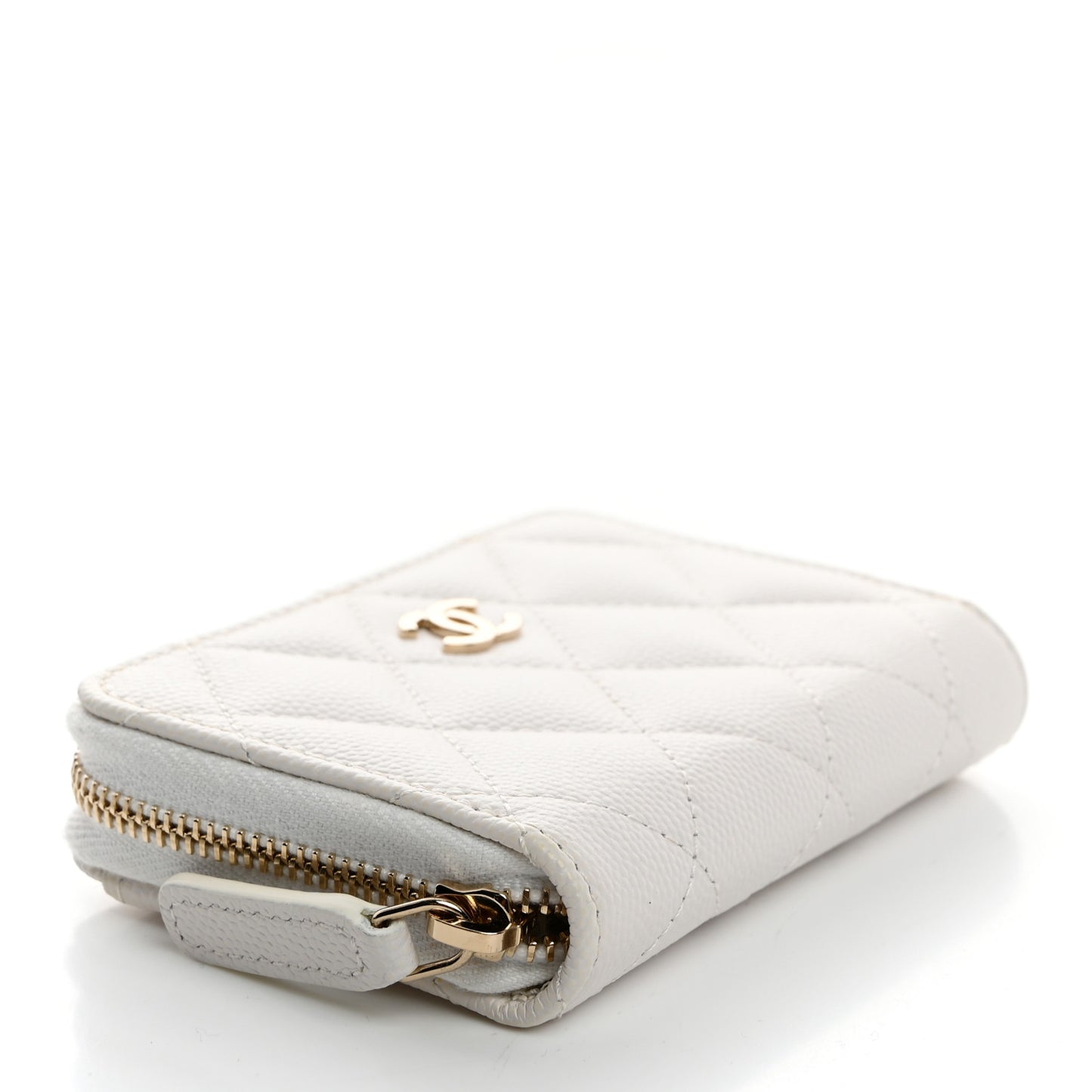 Caviar Quilted Zip Coin Purse White