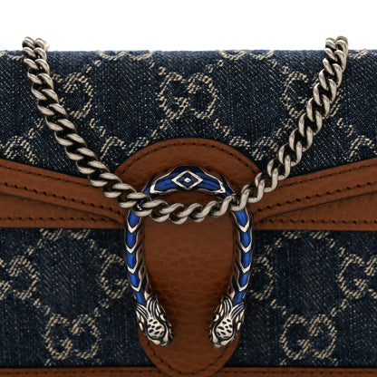 Gucci New Denim GG Monogram Dollar Calfskin Enamel Super Mini Dionysus Shoulder Bag Blue Tea Cuir Epilog Electric Blue 7 of 11