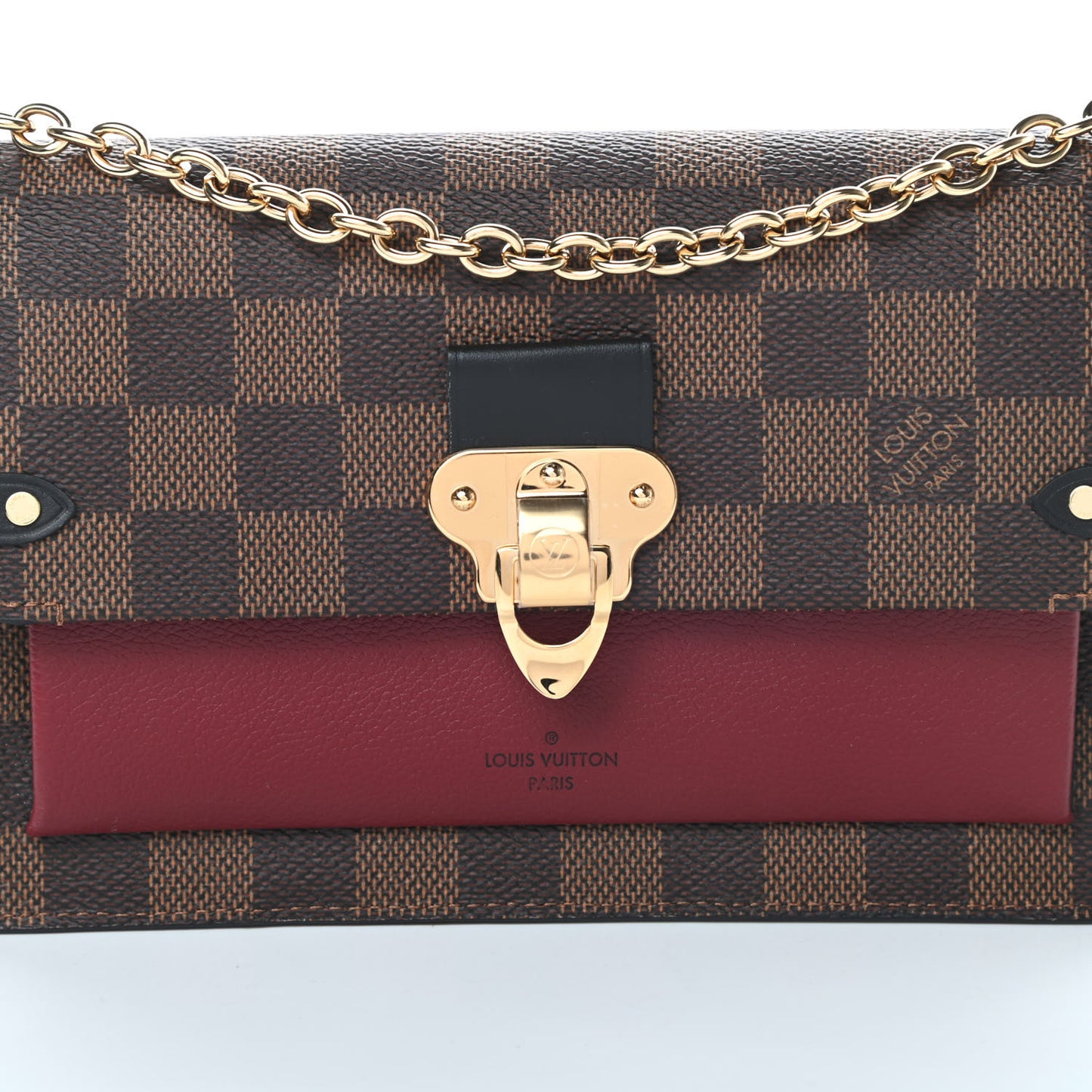 Damier Ebene Vavin Chain Wallet Red