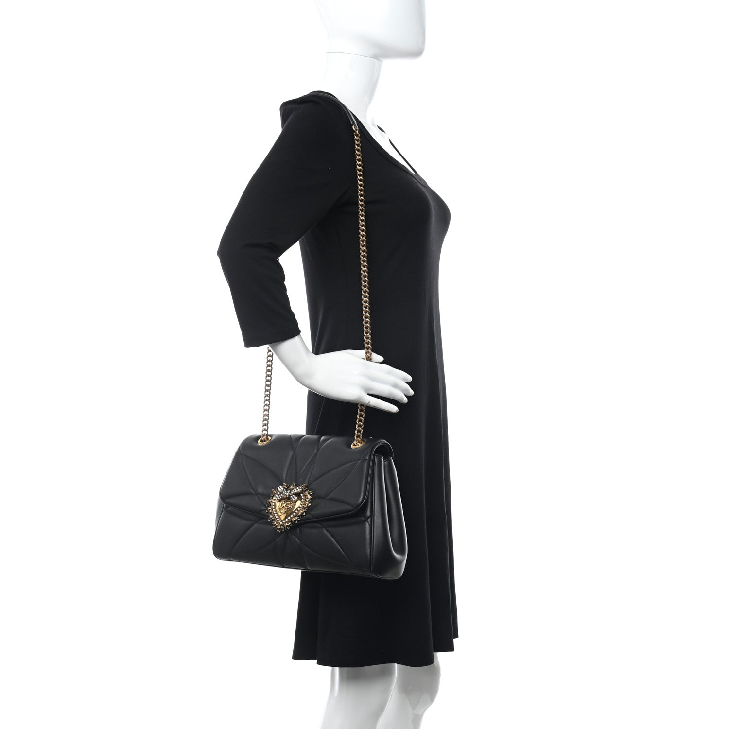 Dolce & Gabbana Nappa Quilted Large Devotion Bag Black 2 of 12