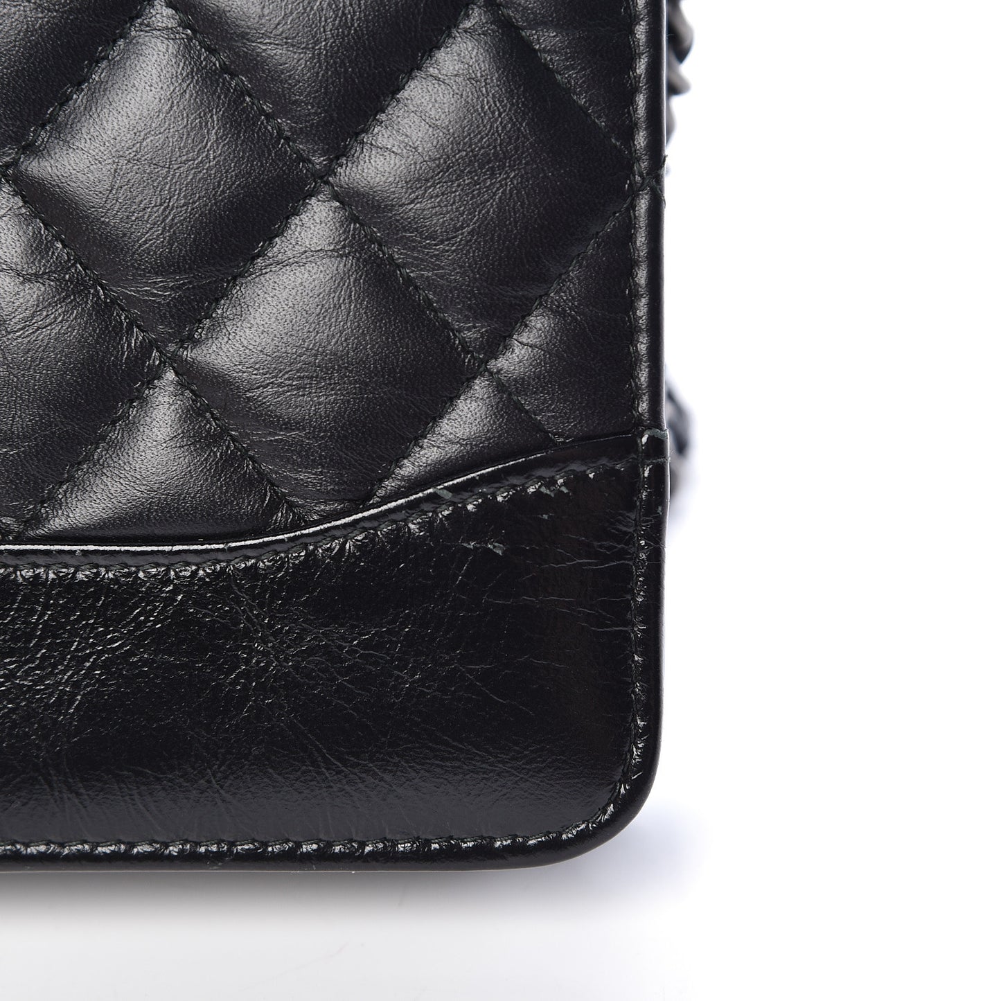 Aged Calfskin Quilted Gabrielle Wallet On Chain WOC Black