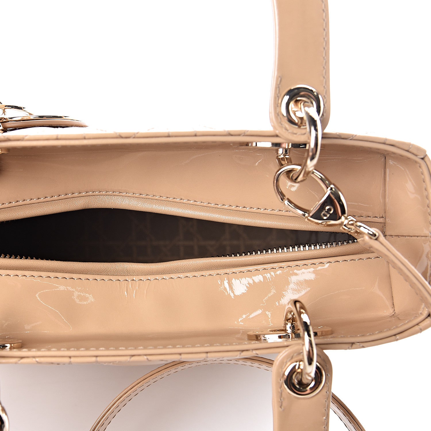 Christian Dior Patent Cannage Medium Lady Dior Beige 5 of 11