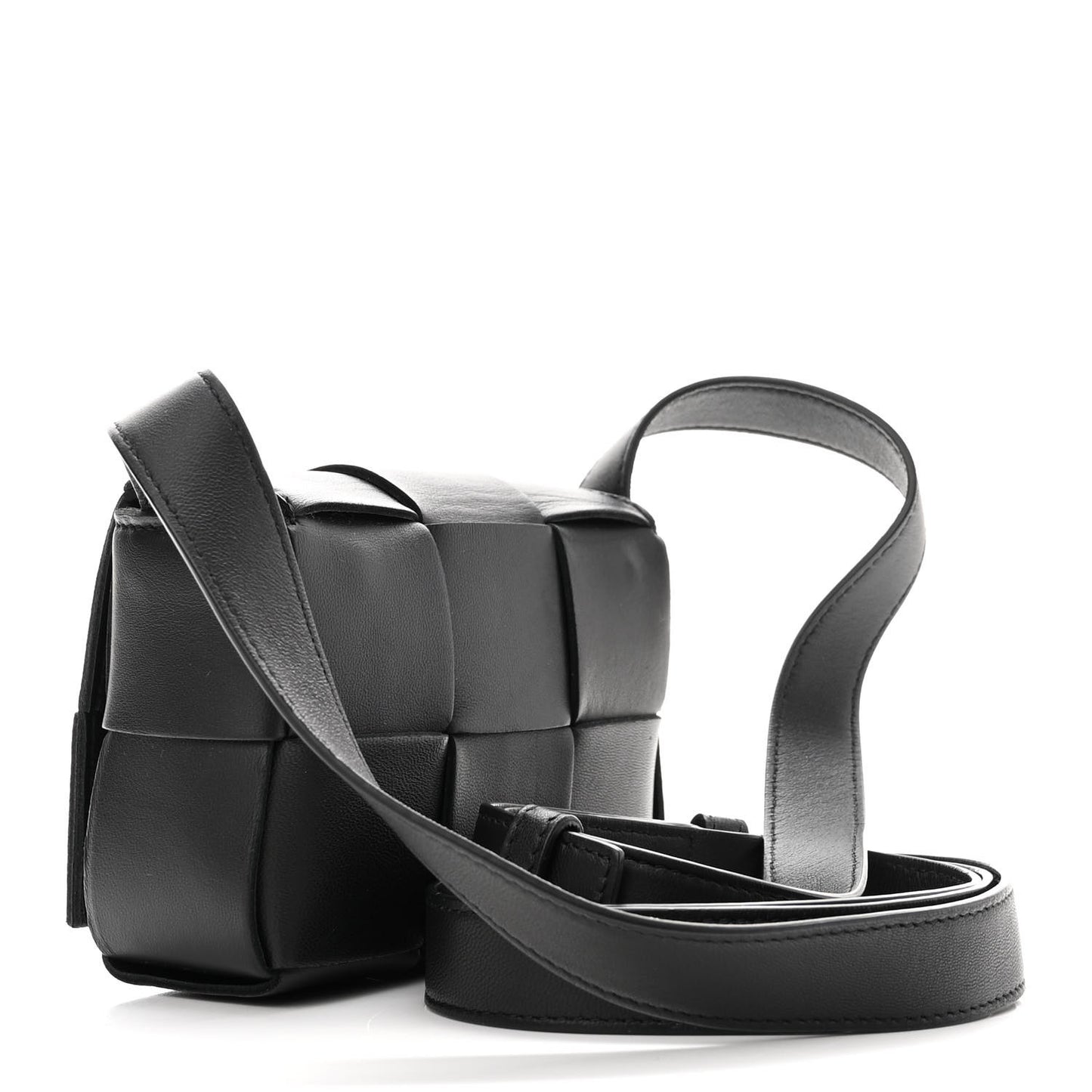 Lambskin Maxi Intrecciato Extra Mini Cassette Crossbody Bag Black