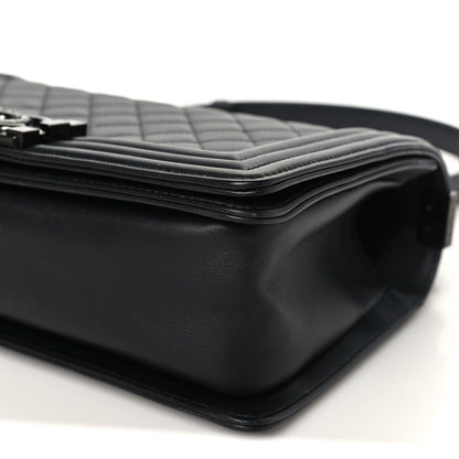 Chanel Calfskin Quilted Medium Boy Flap So Black 9 of 9