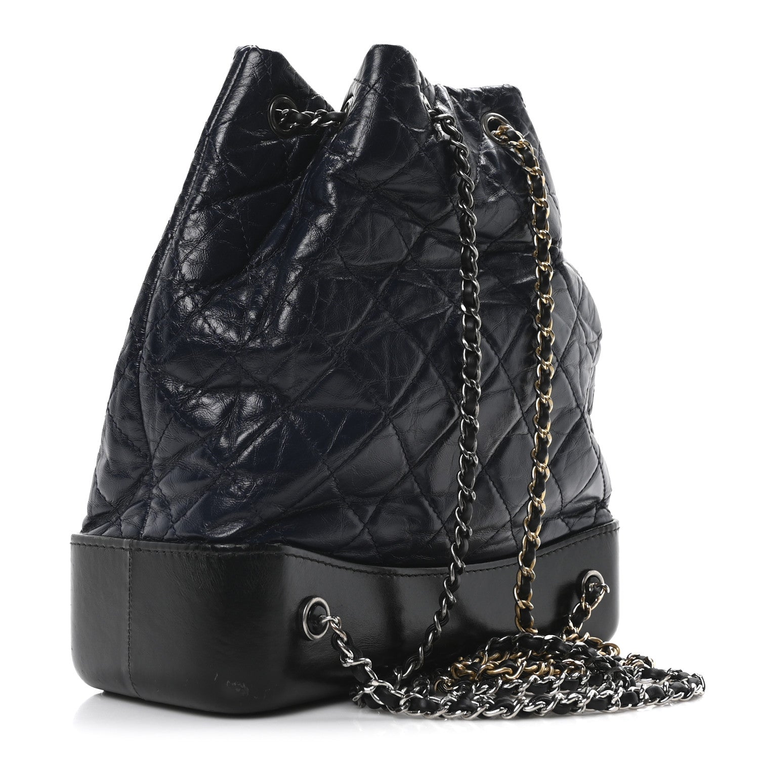 Chanel Aged Calfskin Quilted Small Gabrielle Backpack Blue Black 3 of 10
