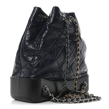Chanel Aged Calfskin Quilted Small Gabrielle Backpack Blue Black 3 of 10