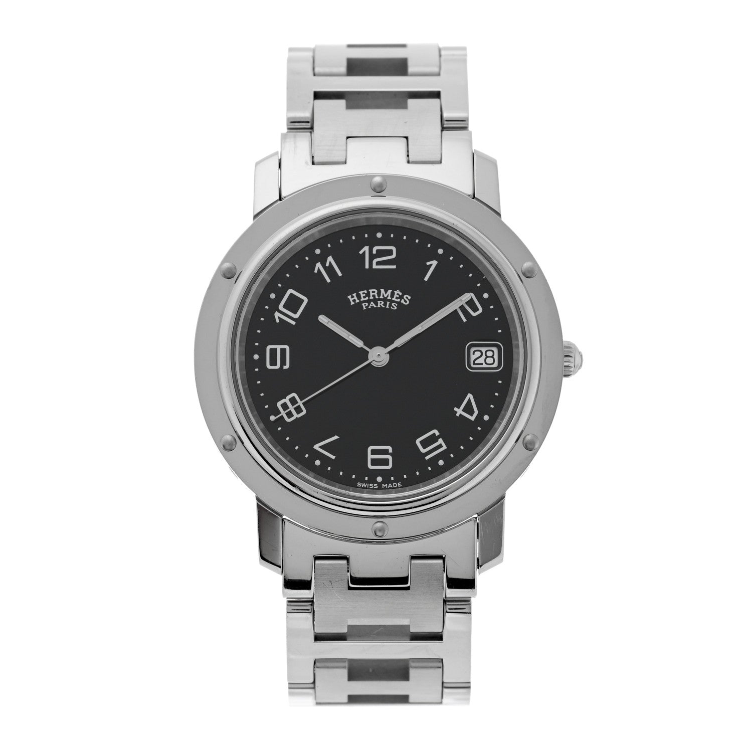 Hermes Stainless Steel 36mm Clipper Quartz Watch Black 1 of 4