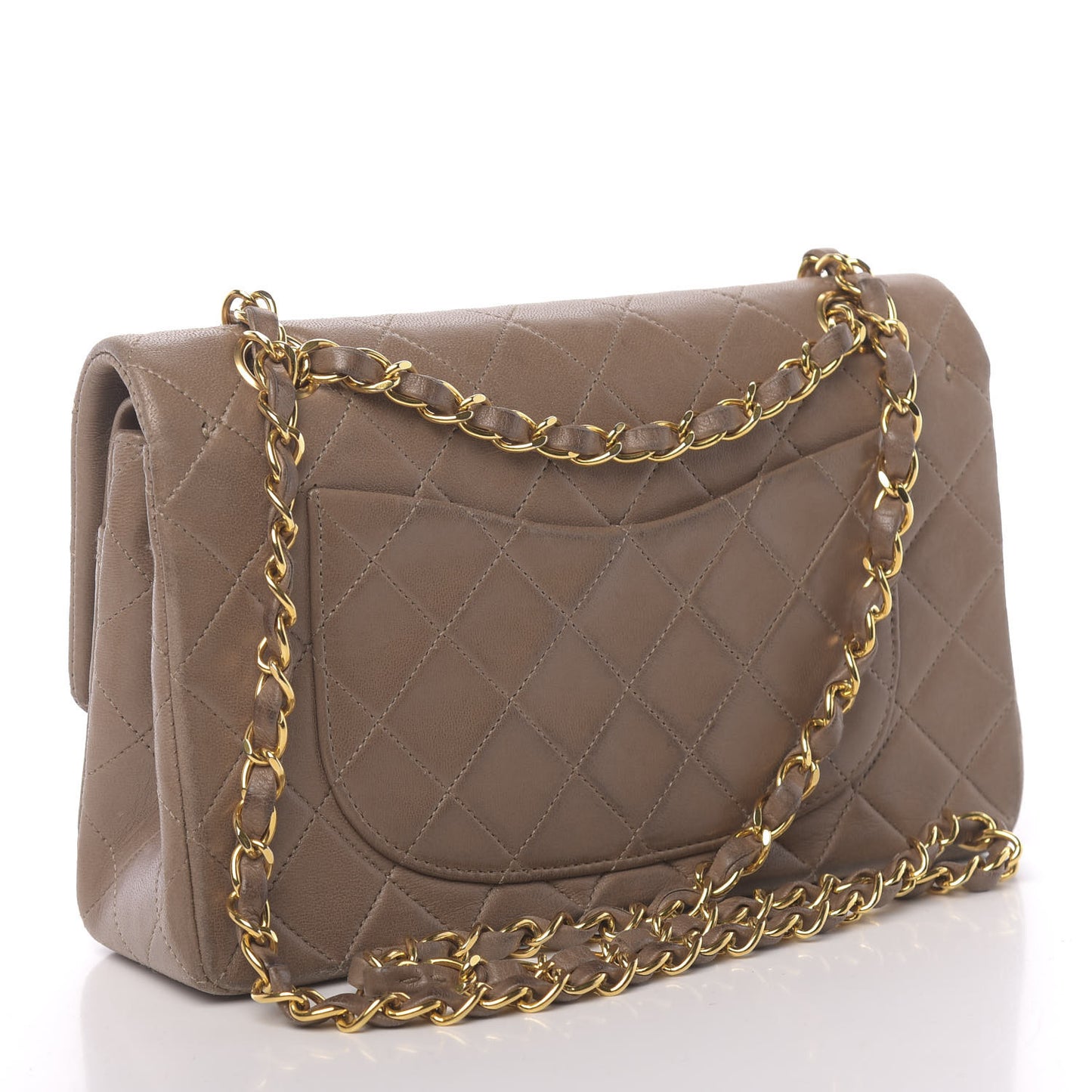 Lambskin Quilted Small Double Flap Beige