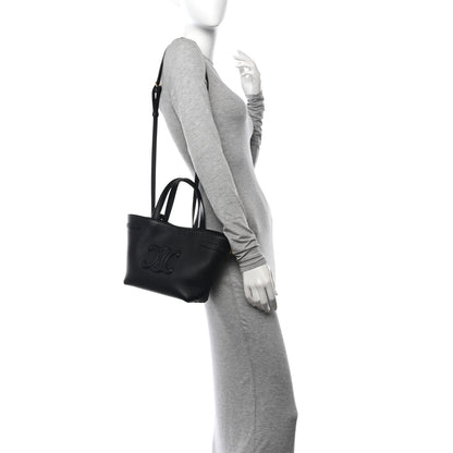 Celine Grained Calfskin Triomphe Mini Cabas Anais Black 2 of 11