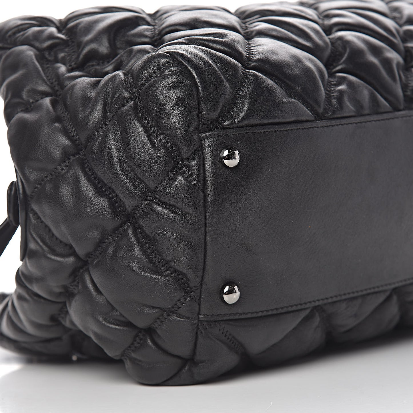 Calfskin Bubble Quilt Bowler Black