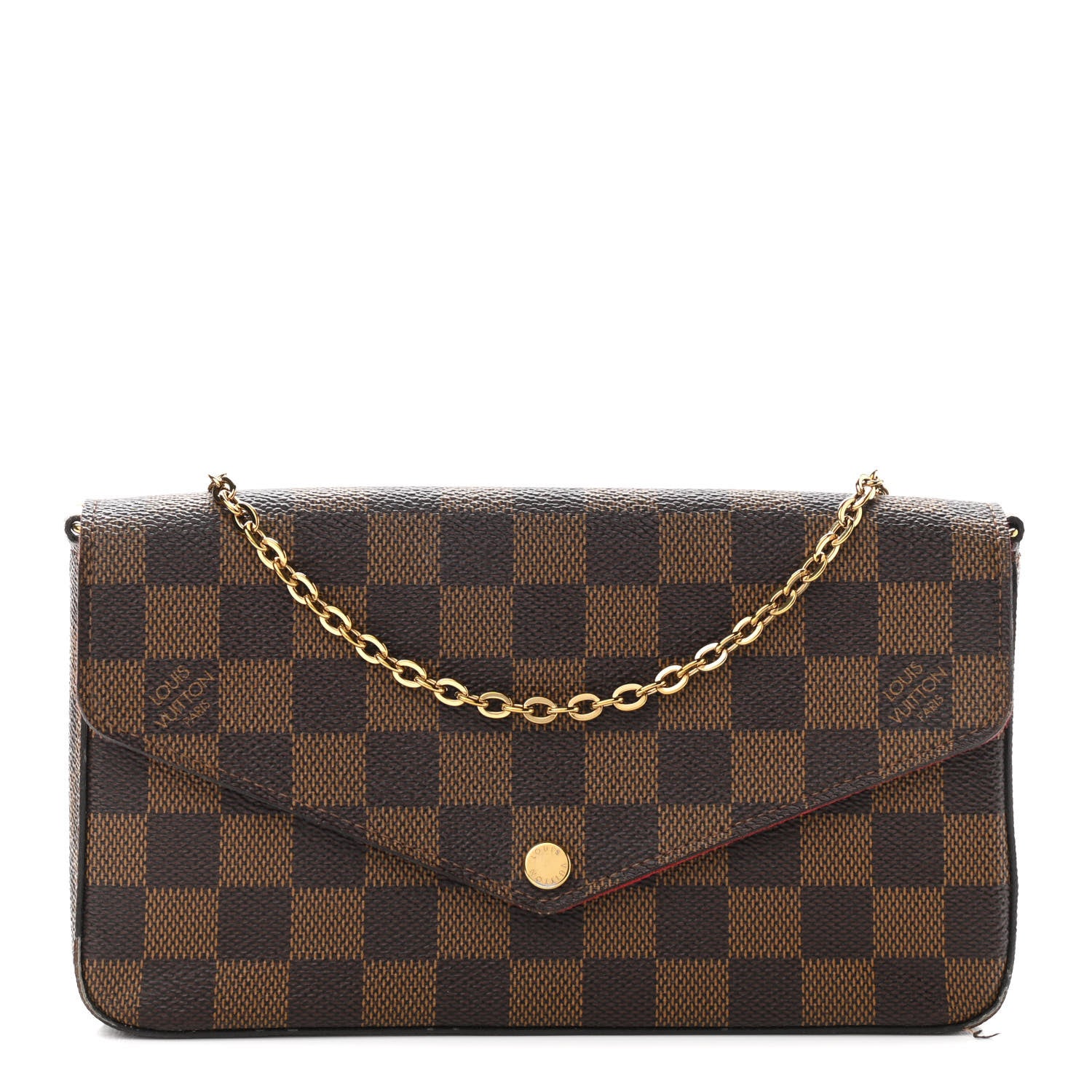 Louis Vuitton Damier Ebene Pochette Felicie Chain Wallet 3 of 16