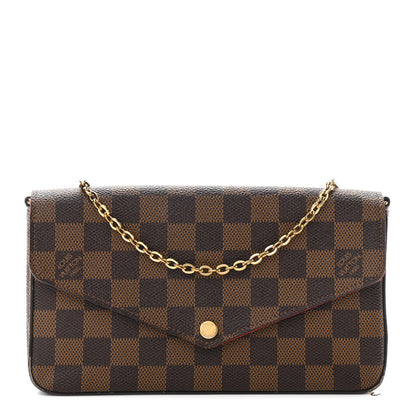 Louis Vuitton Damier Ebene Pochette Felicie Chain Wallet 3 of 16