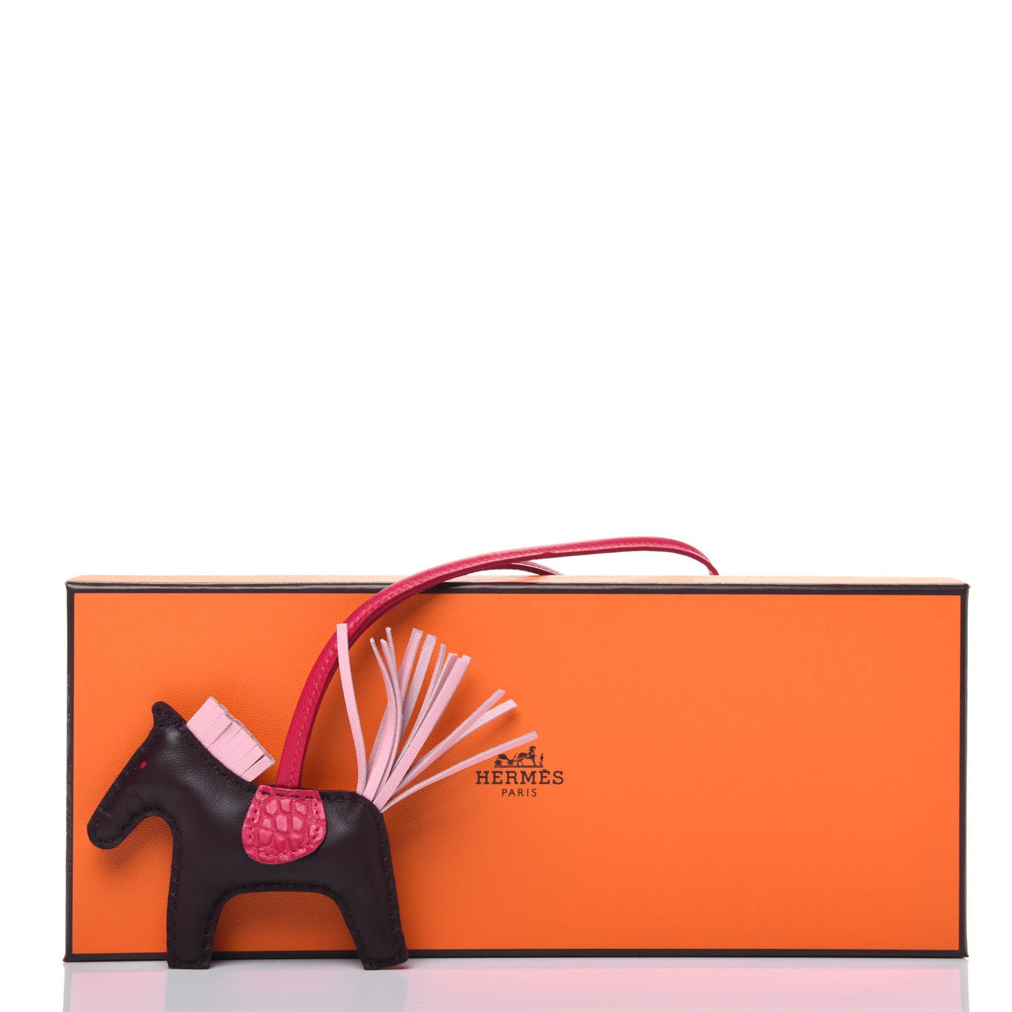 Milo Lambskin Matte Alligator Touch Grigri Rodeo Horse Bag Charm PM Rouge Sellier Framboise Rose Sakura