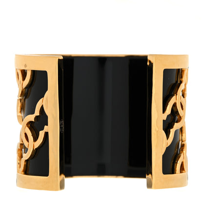 Chanel Resin Metal CC Cuff Bracelet Gold Black 3 of 6