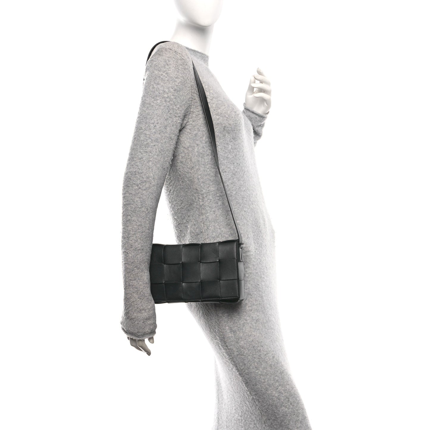 Lambskin Maxi Intrecciato Cassette Crossbody Bag Black