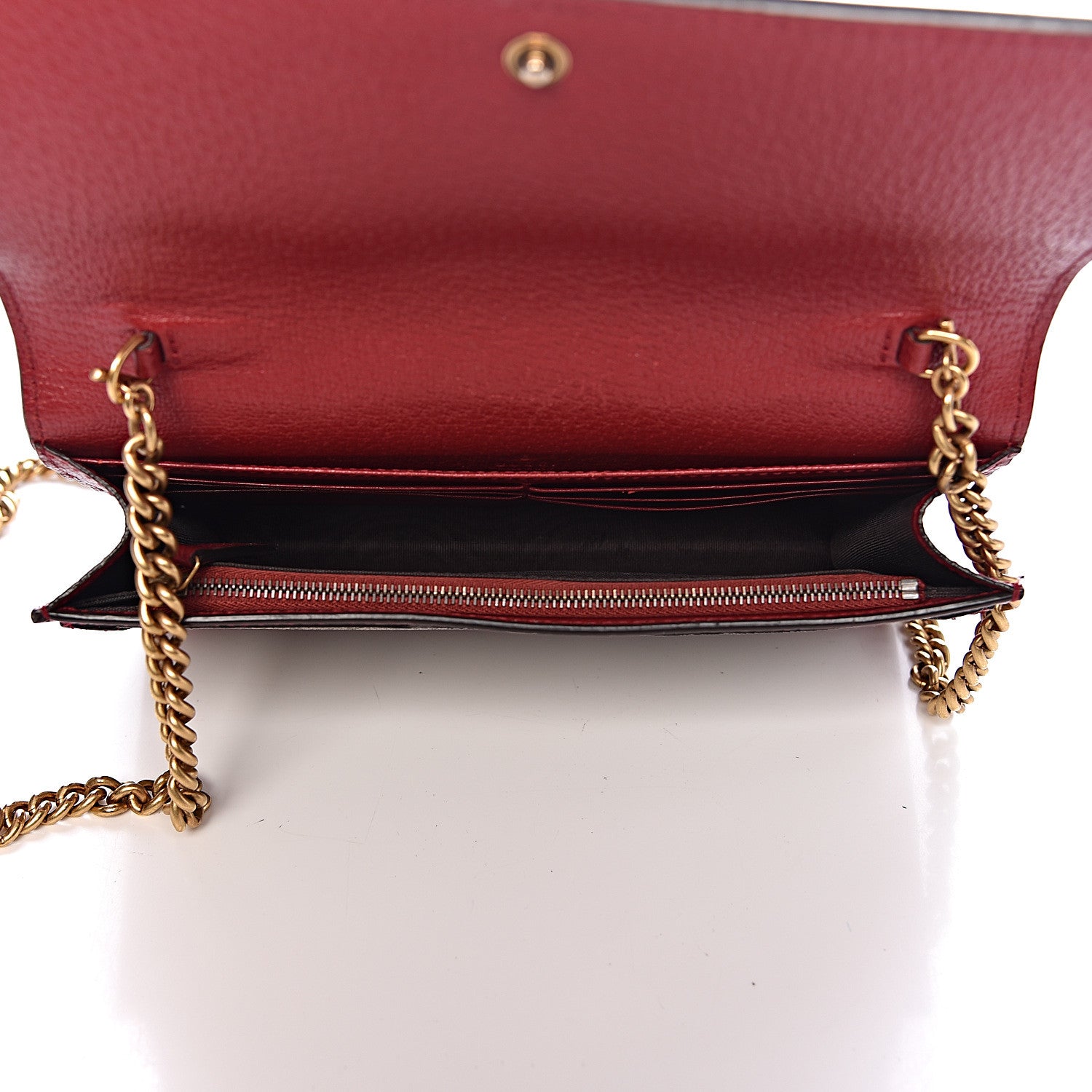 Gucci GG Supreme Monogram Web Queen Margaret Chain Wallet Red 5 of 11