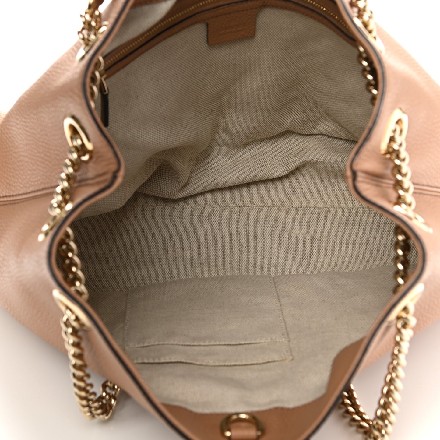 Pebbled Calfskin Medium Soho Chain Shoulder Bag Camelia