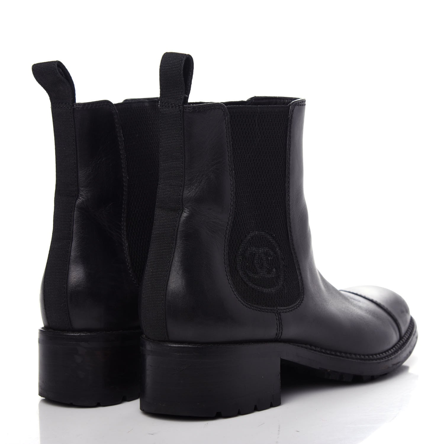 Chanel Calfskin Elastic Short Boots 37.5 Black 4 of 10