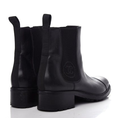 Chanel Calfskin Elastic Short Boots 37.5 Black 4 of 10